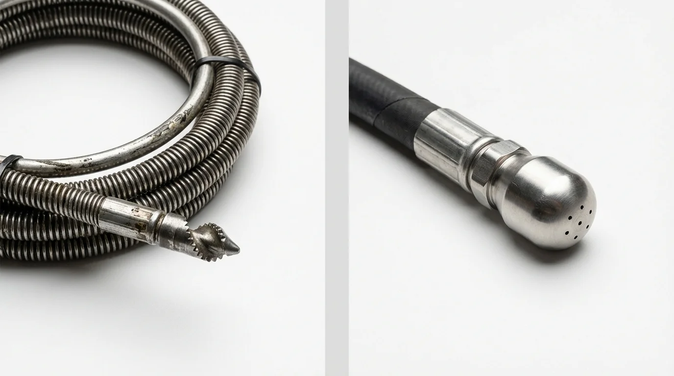 Drain snake cable and hydro jetting nozzle used for drain cleaning in Dillsburg, PA