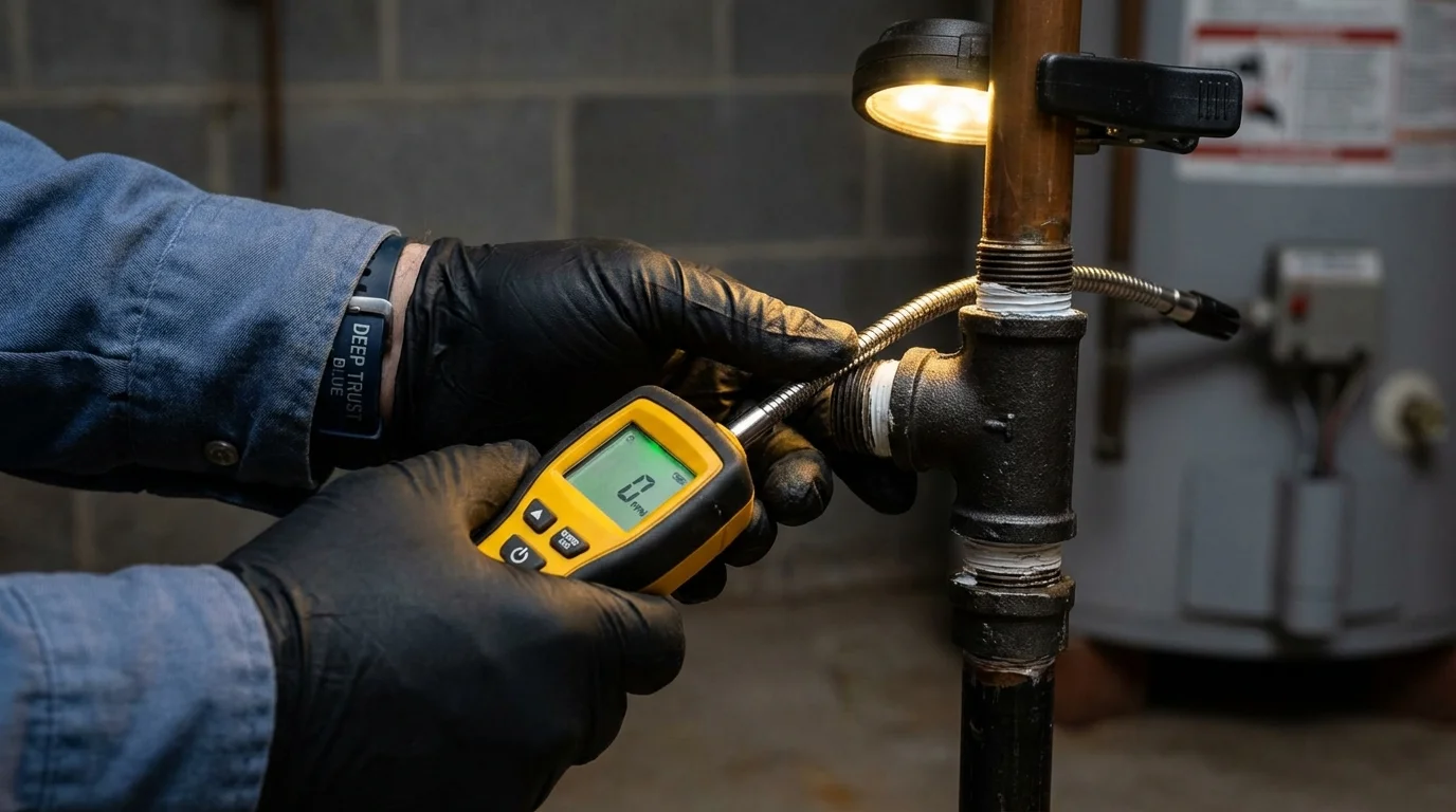 Gas leak detection with electronic sniffer by Johns Plumbing LLC in Dillsburg