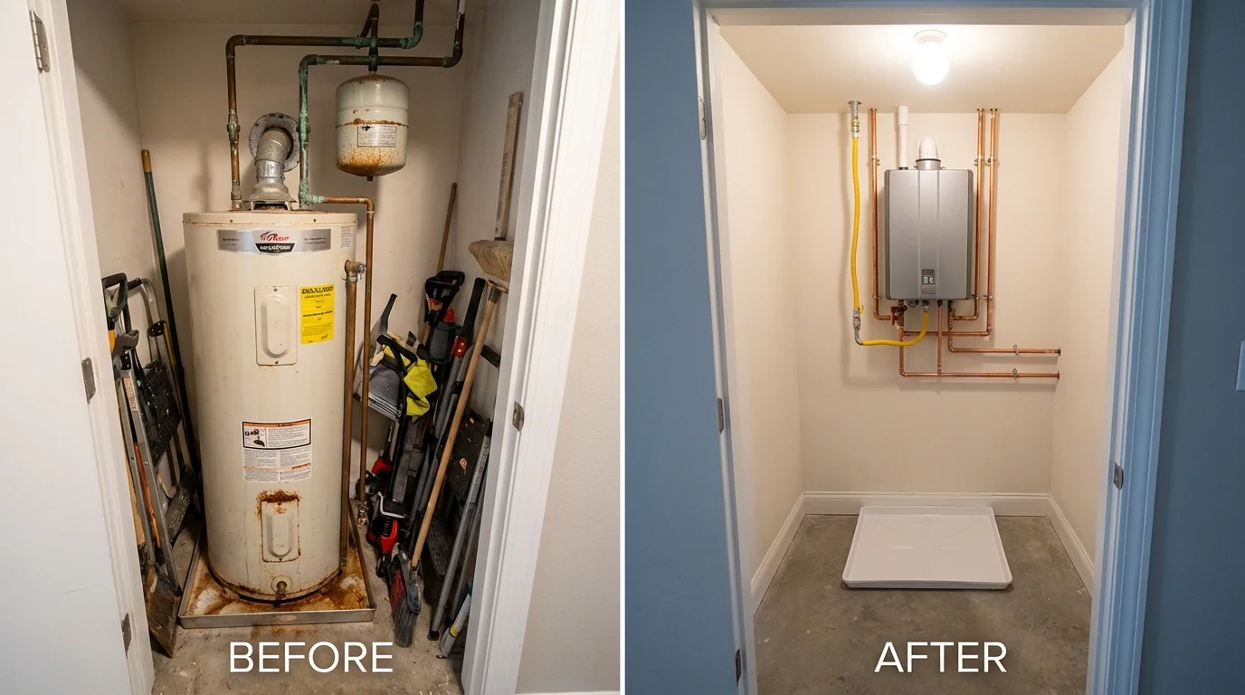 Tank water heater versus wall-mounted tankless unit comparison for Dillsburg, PA homeowners